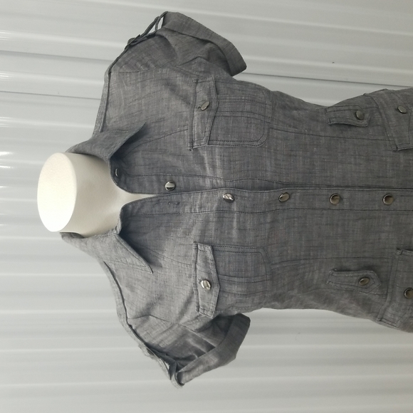 🎉HP🎉Sharagano Gray Button up Dress - Picture 3 of 9